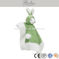 2015 new design teddy bear in rabbit hat shape plush baby comforter custom soft plush baby comforter